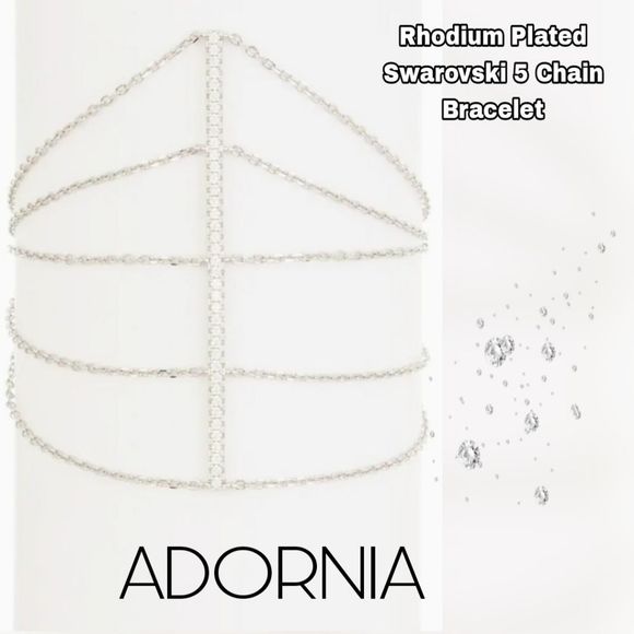 NWT ADORNIA RHODIUM PLATED CRYSTAL 5 CHAIN BRACELET Nordstrom